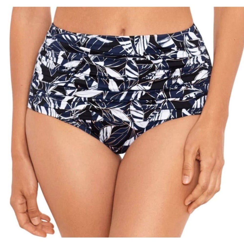 Miraclesuit Shimmer Shadows Norma Jean Retro Swim Bottom Silver Gray 12 NWT